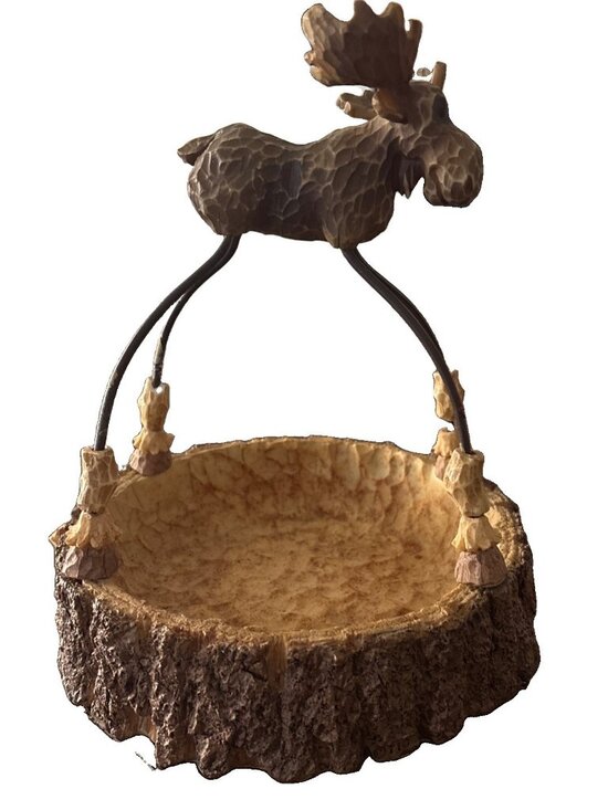 Unbranded Other - VTG. Moose Bowl Christmas Nibble Dish Nuts Candy Folk Art Lodge Cabin Rustic